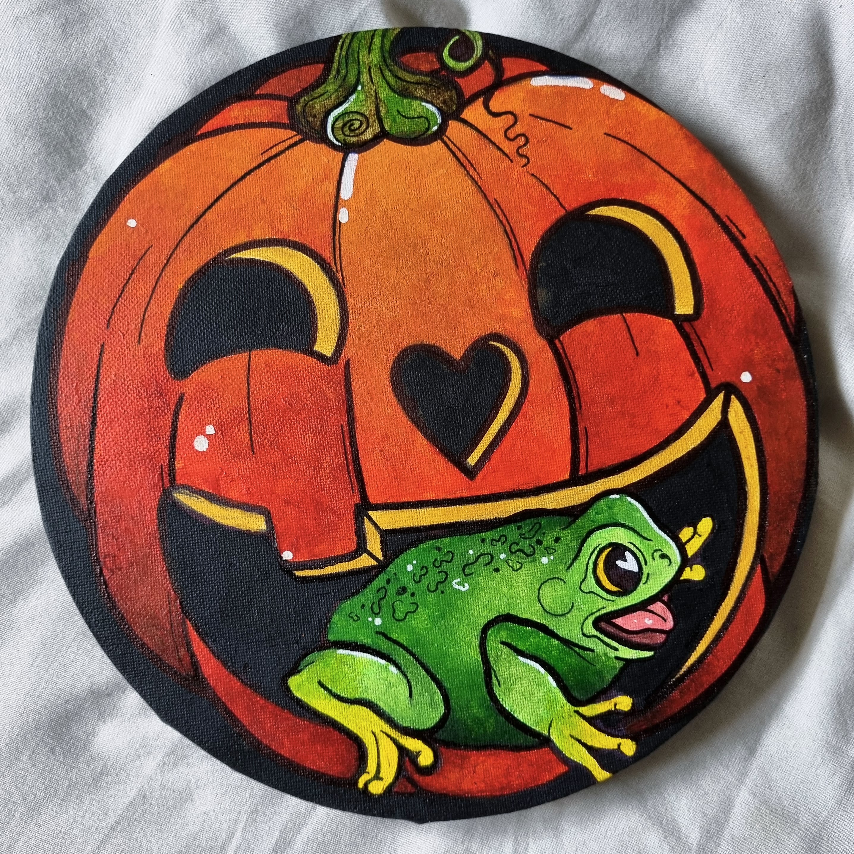 Frog & Pumpkin - Original Painting