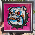 Bulldog - 9"x9" Framed Glass Painting